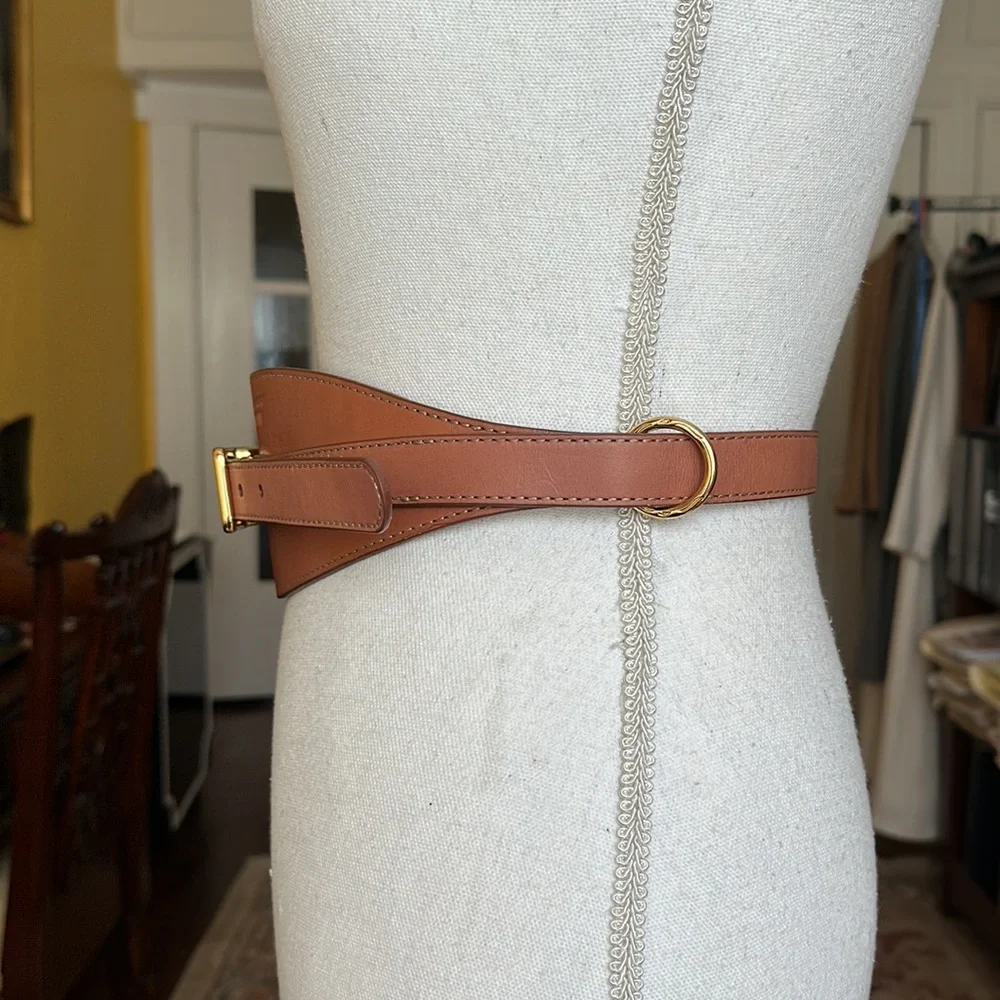 Armani Jeans  Chestnut Genuine Leather Obi Buckle Belt NEW with Tag